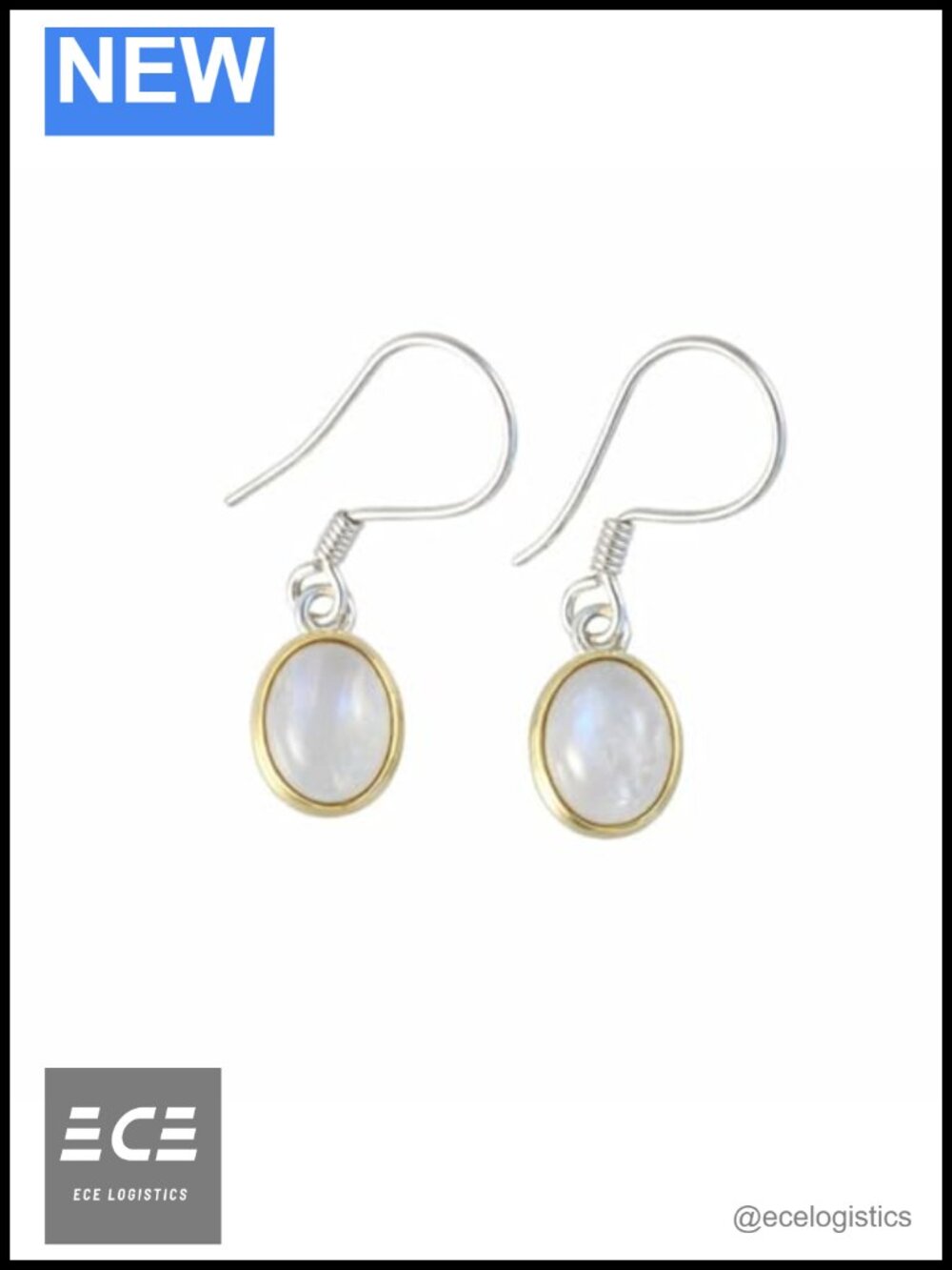 925 Sterling Silver Oval Moonstone Drop Dangle Earrings Women June Birthstone